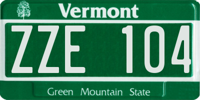 VT license plate ZZE104