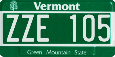 VT license plate ZZE105