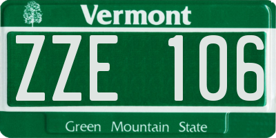 VT license plate ZZE106