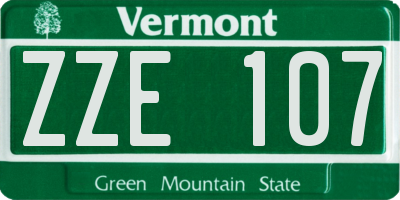 VT license plate ZZE107