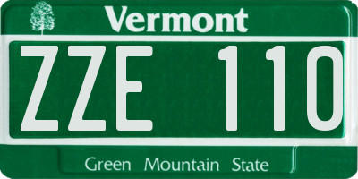 VT license plate ZZE110
