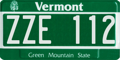 VT license plate ZZE112
