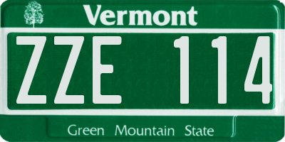 VT license plate ZZE114