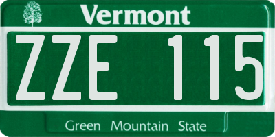 VT license plate ZZE115