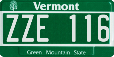VT license plate ZZE116