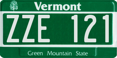 VT license plate ZZE121