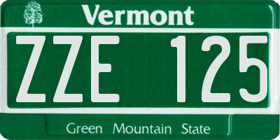 VT license plate ZZE125