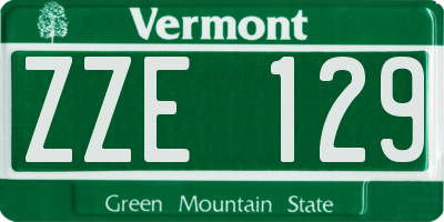 VT license plate ZZE129