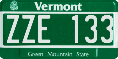 VT license plate ZZE133