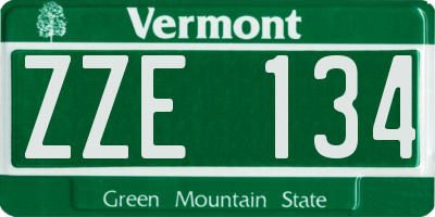 VT license plate ZZE134
