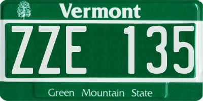 VT license plate ZZE135