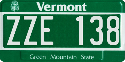 VT license plate ZZE138