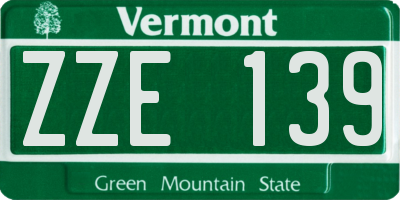 VT license plate ZZE139