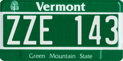 VT license plate ZZE143