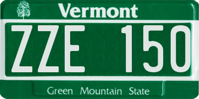 VT license plate ZZE150