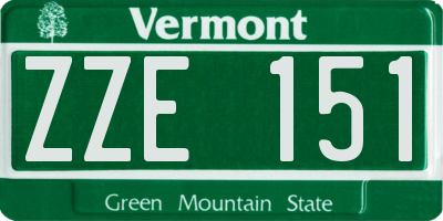 VT license plate ZZE151