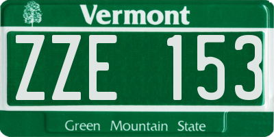 VT license plate ZZE153