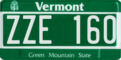 VT license plate ZZE160