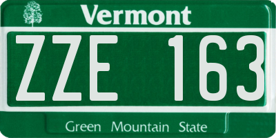 VT license plate ZZE163