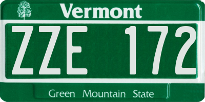 VT license plate ZZE172