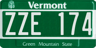 VT license plate ZZE174
