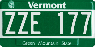 VT license plate ZZE177