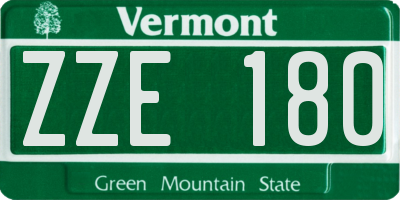 VT license plate ZZE180