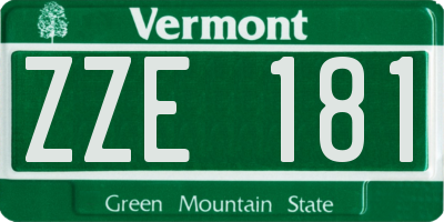 VT license plate ZZE181