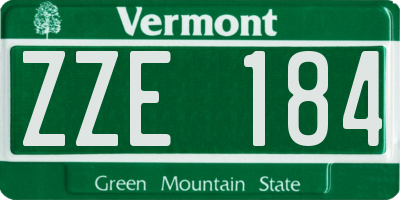 VT license plate ZZE184