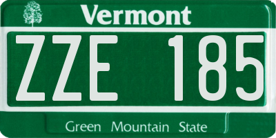 VT license plate ZZE185