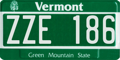 VT license plate ZZE186