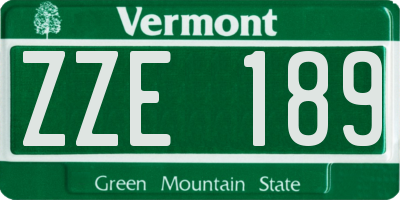 VT license plate ZZE189