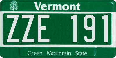 VT license plate ZZE191
