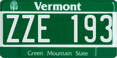 VT license plate ZZE193