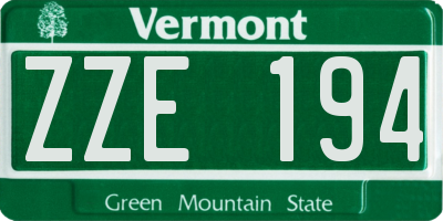 VT license plate ZZE194