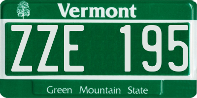 VT license plate ZZE195