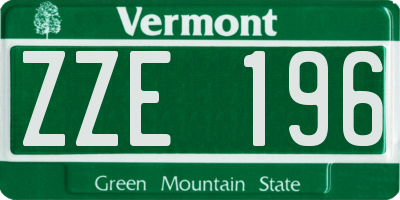 VT license plate ZZE196