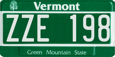 VT license plate ZZE198