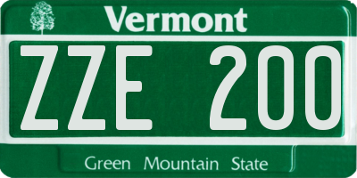 VT license plate ZZE200