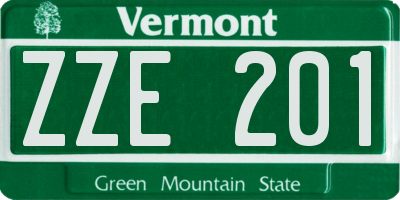 VT license plate ZZE201