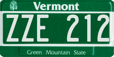 VT license plate ZZE212