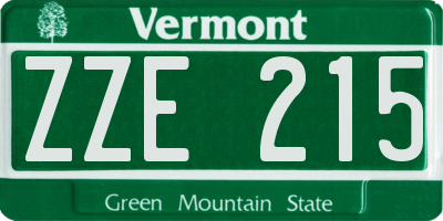 VT license plate ZZE215