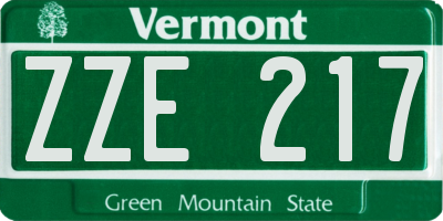 VT license plate ZZE217