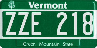 VT license plate ZZE218