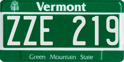 VT license plate ZZE219