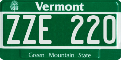 VT license plate ZZE220
