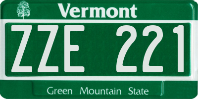 VT license plate ZZE221