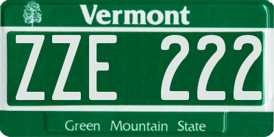 VT license plate ZZE222