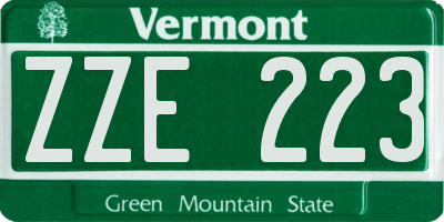 VT license plate ZZE223