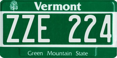 VT license plate ZZE224